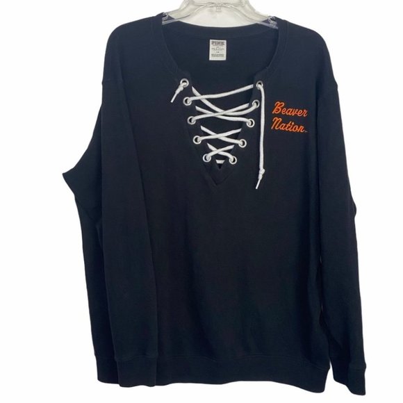 PINK Victoria's Secret Tops - Victoria's Secret Pink Beaver Nation Pullover L